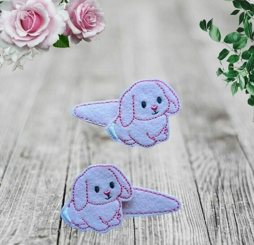 Adorable Pale Pink Bunny Rabbit Felt Hair Grips
