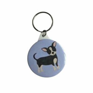 Chihuahua Keyring – Chihuahua on Blue Background