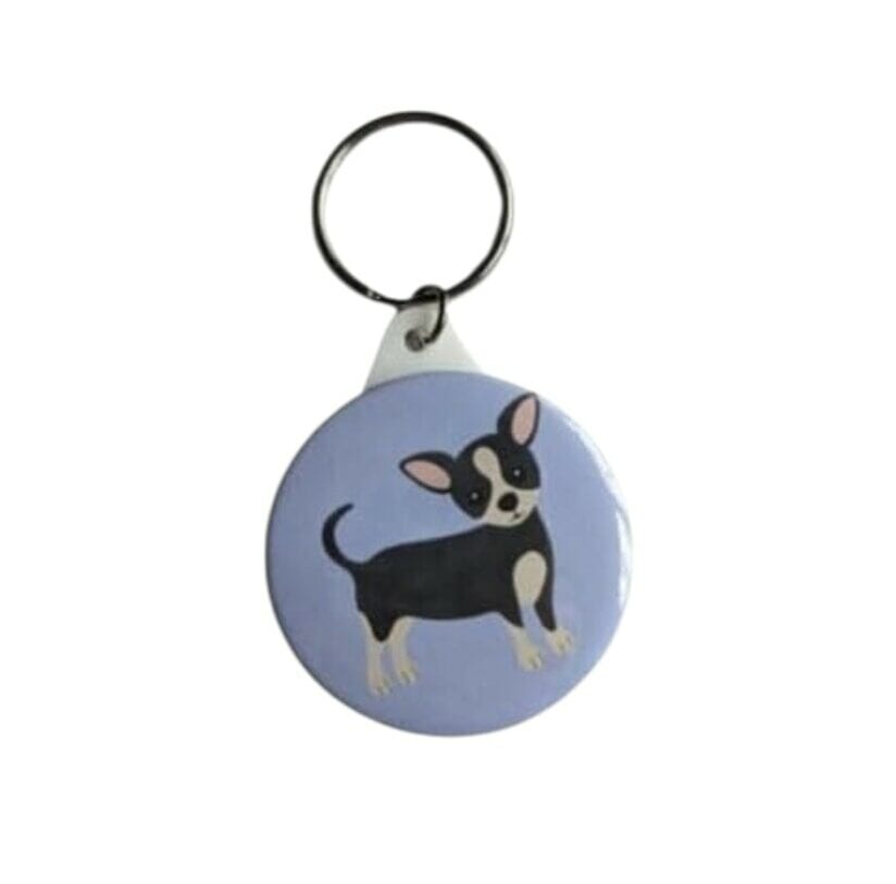 Chihuahua Keyring - Chihuahua on Blue Background