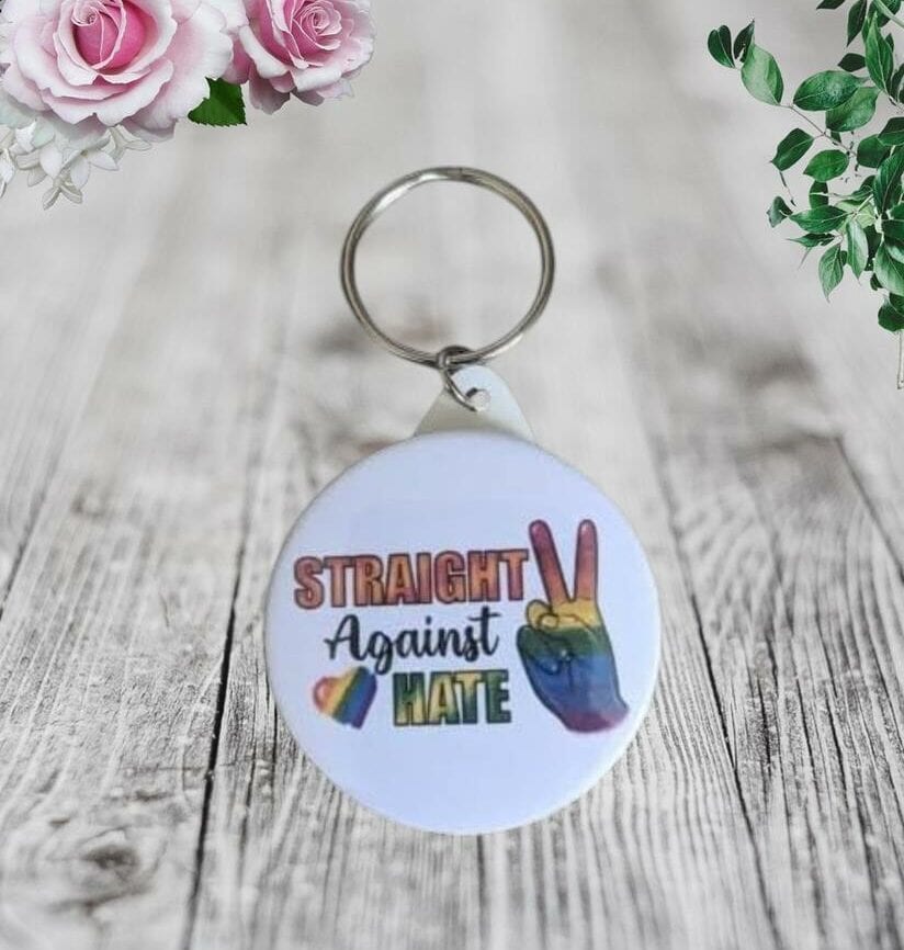 Pride Ally Keyring - Straight Against Hate