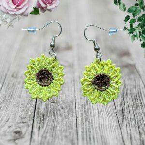 Elegant Free-Standing Lace Sunflower Earrings