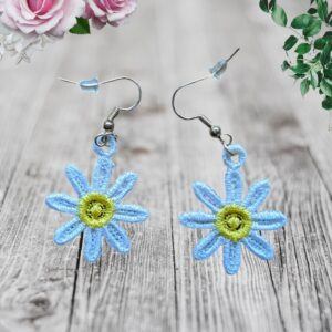 Charming Embroidered Daisy Flower Necklace & Earring Set