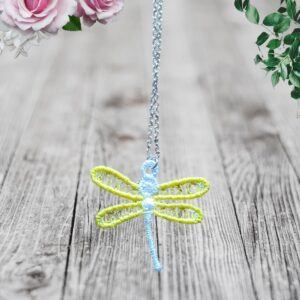Exquisite Dragonfly Embroidered Necklace & Earring Set – Free Standing Lace