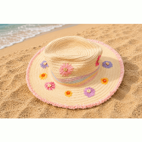 Hand Embroidered Childs Sun Hat, Age 3 to 5 years - Image 3