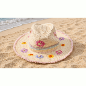 Hand Embroidered Childs Sun Hat, Age 3 to 5 years