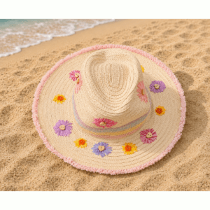 Hand Embroidered Childs Sun Hat, Age 3 to 5 years