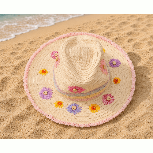 Hand Embroidered Childs Sun Hat, Age 3 to 5 years - Image 2