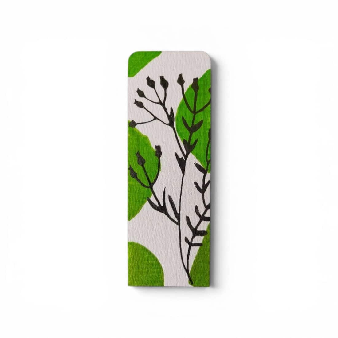 Green Leaf-Stem Modern Botanical Bookmark - Image 3