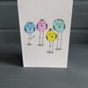 Quirky Birds – Set of 3 Hand-Drawn Watercolour Notelets (A6) with envelopes