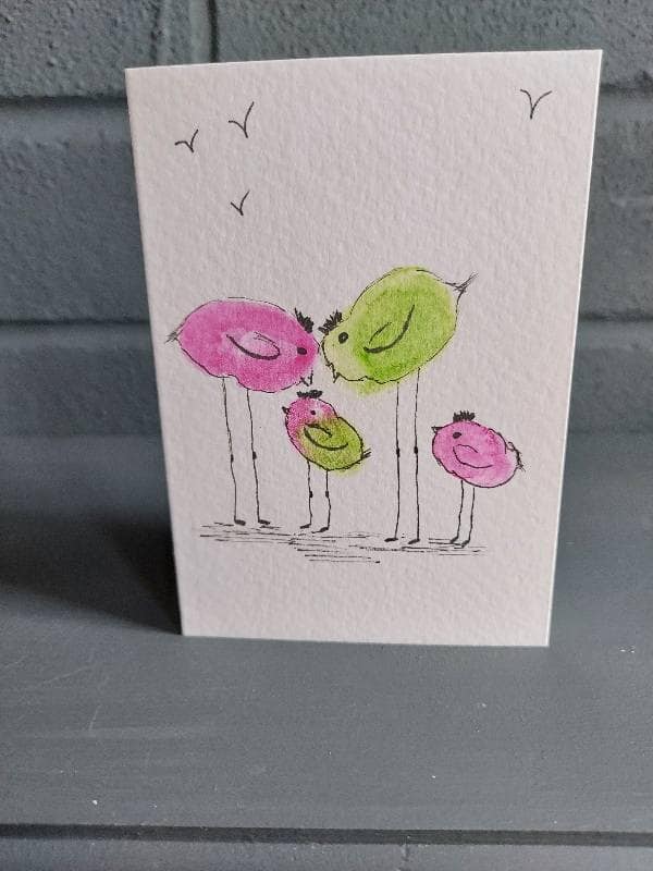 Quirky Birds - Set of 3 Hand-Drawn Watercolour Notelets (A6) with envelopes - Image 4