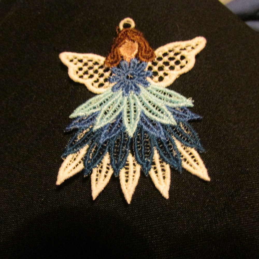 Customizable Machine Embroidered Christmas Angel Ornament - Choose Any Color