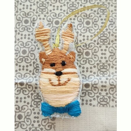 Stag Head Christmas tree decoration, hand embroidered. - Image 2