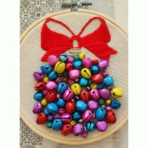 Christmas Bauble Hoop Decoration, hand embroidered and embellished