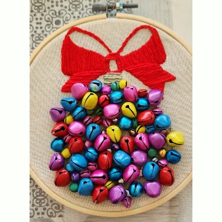 Christmas Bauble Hoop Decoration, hand embroidered and embellished - Image 2