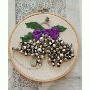 Christmas Bell Hoop Decoration, hand embroidered and embellished
