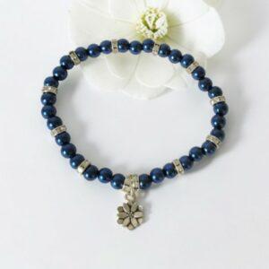 Dark Blue Beaded Stretch Bracelet