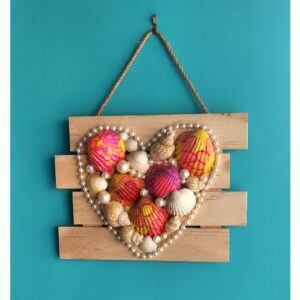 Beachy Boho Shell Heart Wall Art