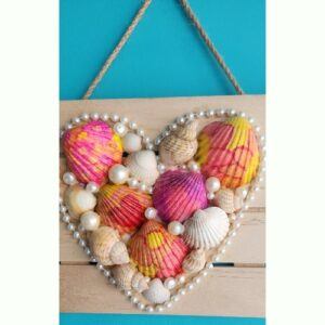 Beachy Boho Shell Heart Wall Art