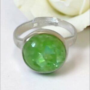 Light Green & Stainless Steel Adjustable Ring