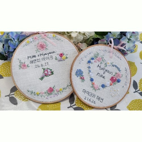Custom Wedding Embroidery Hoop Art, 11cm, 16cm or 21cm