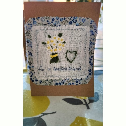 Hand embroidered Mini Bouquet Greeting Cards, 4 available - Image 3