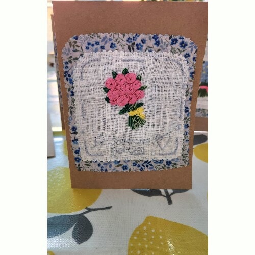 Hand embroidered Mini Bouquet Greeting Cards, 4 available - Image 4