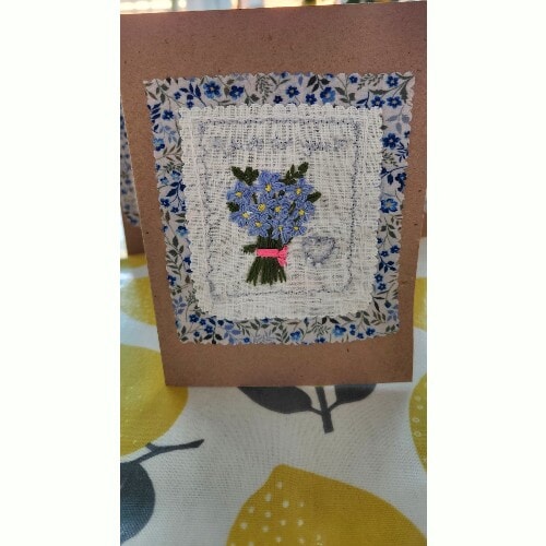 Hand embroidered Mini Bouquet Greeting Cards, 4 available - Image 5