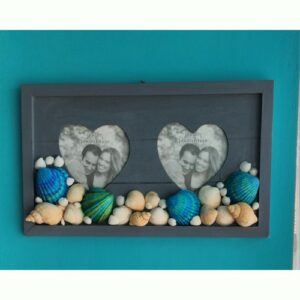 Beachy Wooden Photo Frame, Wall Art, with sea shells