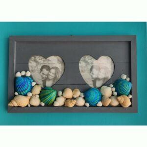 Beachy Wooden Photo Frame, Wall Art, with sea shells