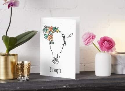 Hand-Drawn Floral Ox Card: Symbol of Strength and Resilience - Image 2