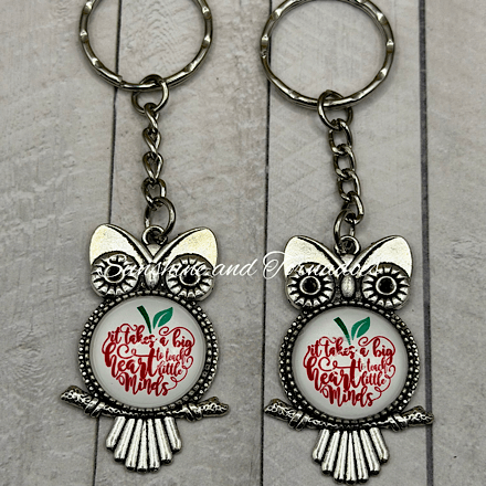 Handmade Teacher Owl Keyring | Glass Cabochon Teacher Gift | Thank You Teacher Keychain | Teaching Assistant Gift | End of Term Gift | Classroom Gift - Image 6