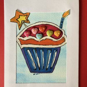 Birthday Card- colourful cupcake! Handmade