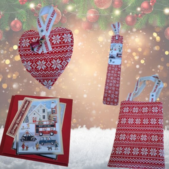 Christmas gift set showing four hand crafted items