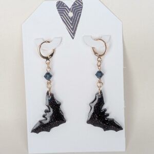 Chic Resin Bat Earrings with Crystal Bead Accents