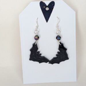 Chic Resin Bat Earrings with Crystal Bead Accents