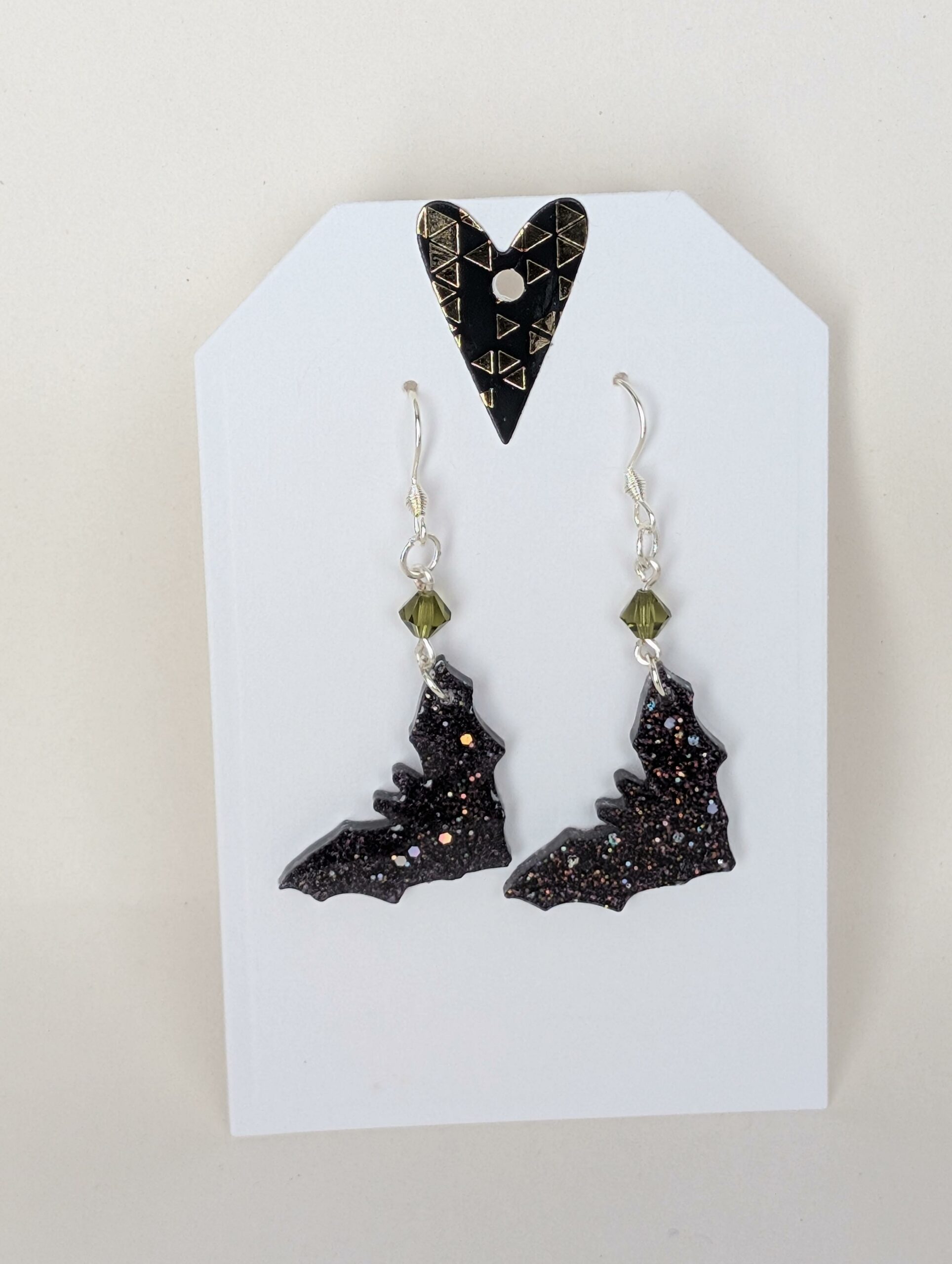 Chic Resin Bat Earrings with Crystal Bead Accents