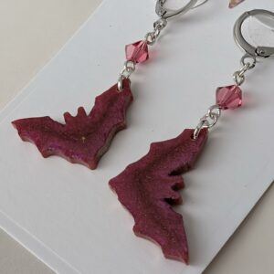 Chic Resin Bat Earrings with Crystal Bead Accents