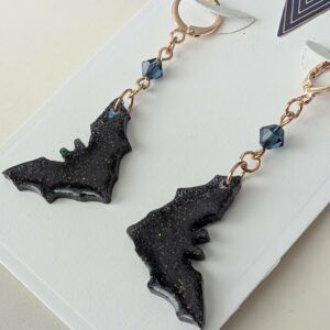 Chic Resin Bat Earrings with Crystal Bead Accents