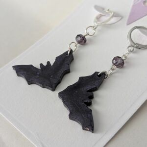 Chic Resin Bat Earrings with Crystal Bead Accents