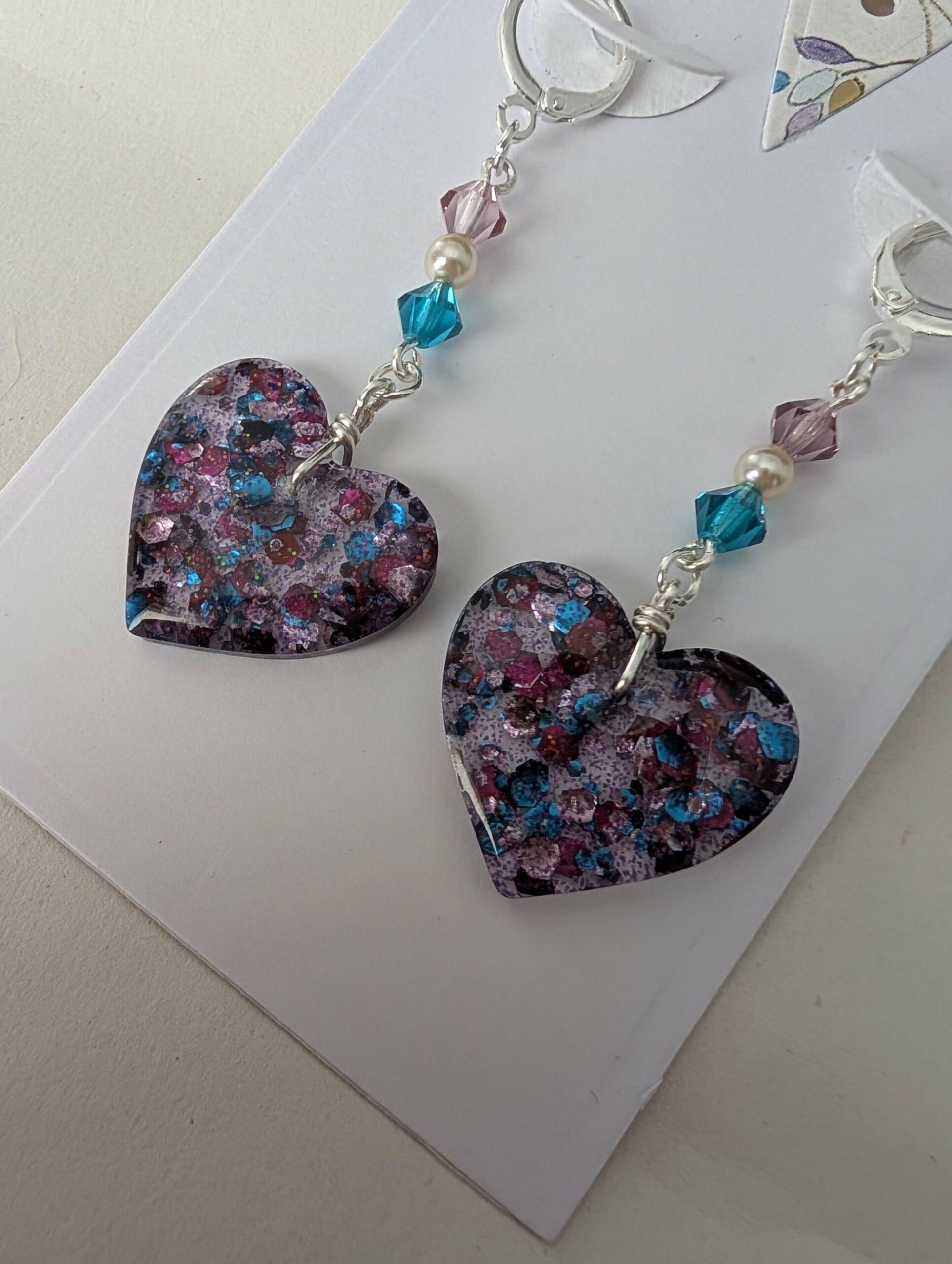 Heart Shaped Resin Earrings - Image 2