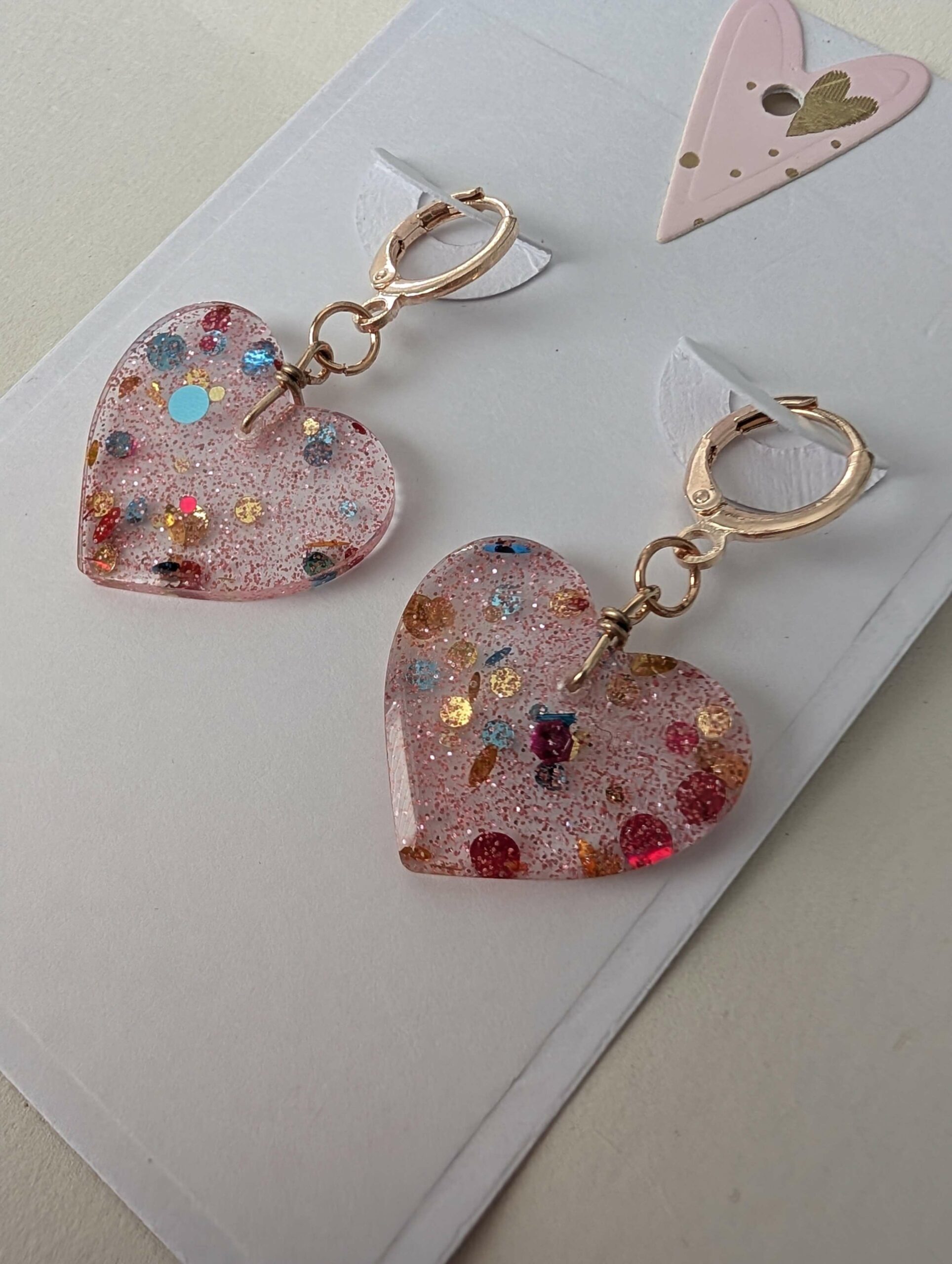 Heart Shaped Resin Earrings - Image 2