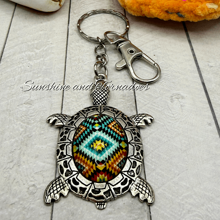 Handmade Turtle Keyring | Glass Cabochon Turtle Keychain | Sea Turtle Bag Charm | Boho Turtle Gift | Ocean Lover Gift | Handmade Animal Keyring - Image 7