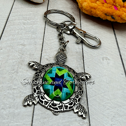 Handmade Turtle Keyring | Glass Cabochon Turtle Keychain | Sea Turtle Bag Charm | Boho Turtle Gift | Ocean Lover Gift | Handmade Animal Keyring - Image 9