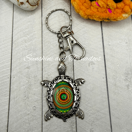 Handmade Turtle Keyring | Glass Cabochon Turtle Keychain | Sea Turtle Bag Charm | Boho Turtle Gift | Ocean Lover Gift | Handmade Animal Keyring - Image 6
