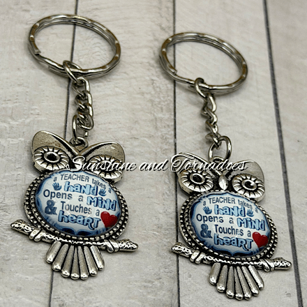 Handmade Teacher Owl Keyring | Glass Cabochon Teacher Gift | Thank You Teacher Keychain | Teaching Assistant Gift | End of Term Gift | Classroom Gift - Image 9
