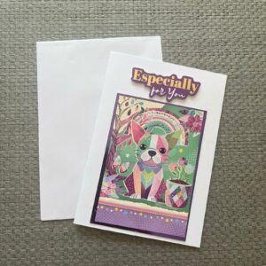 Charming Patchwork Dog Greeting Card with Envelope – A6 Size