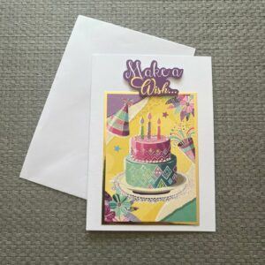 Make a Wish Card – A6 Size with Envelope – Patchwork Birthday Design
