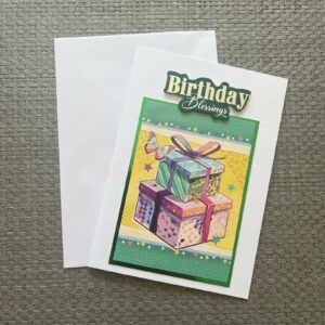 Charming Birthday Blessings Card with Gift Stack Design