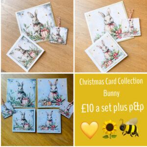 Christmas Card Collection “Bunny”- set of assorted vintage style Christmas Cards and tags.