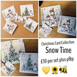 Christmas Card Collection “Snow Time”-set of assorted Vintage style Christmas Cards and tags.